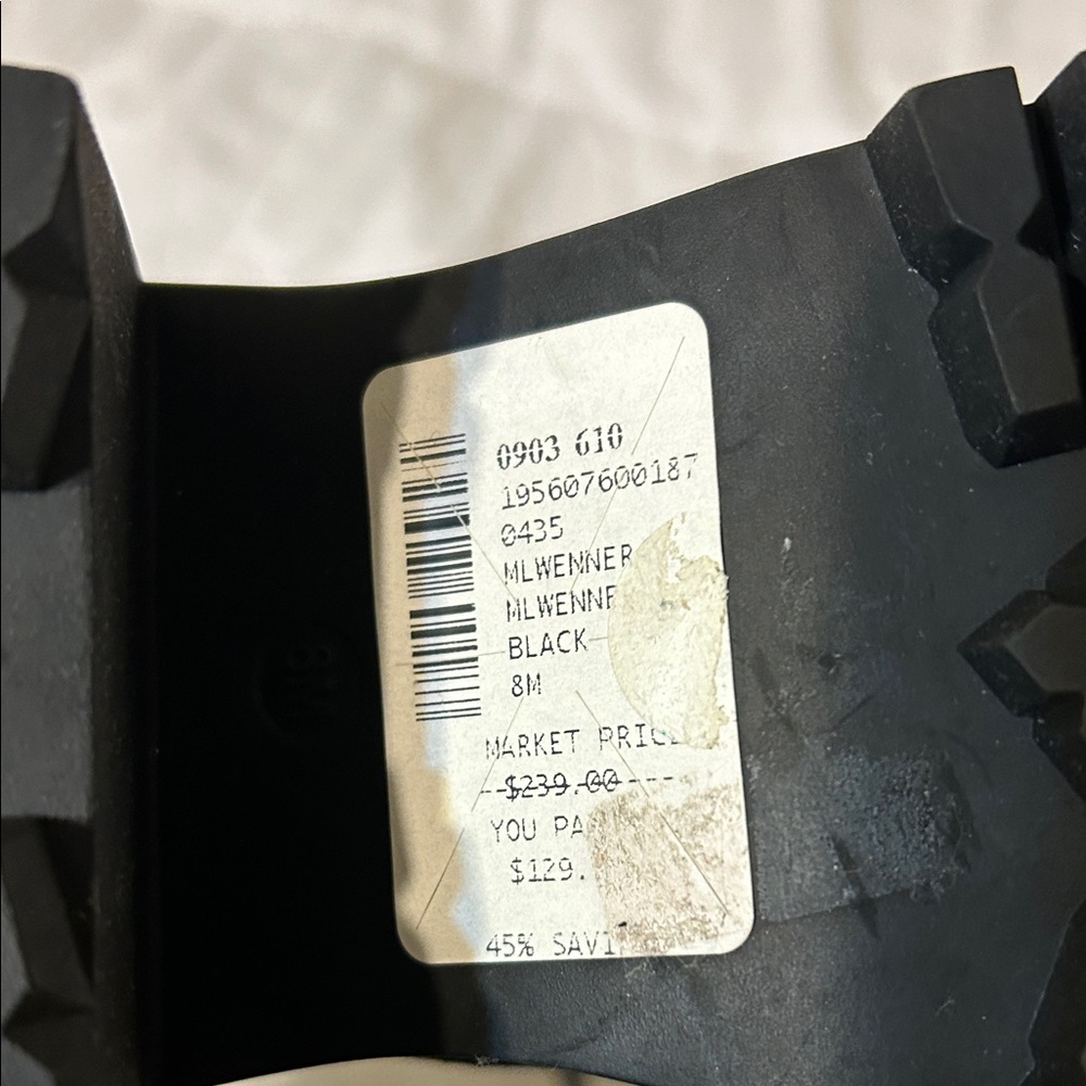 Marc Fisher Black Leather Combat Boots with Patterned Laces, Retails for $239 - Picture 7 of 12